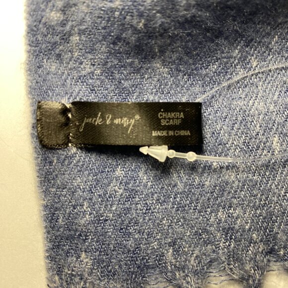 Jack & Missy Black Blue Multicolor Chakra Scarf/Wrap with fringe - Picture 12 of 13